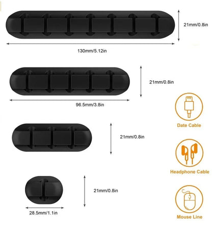 VIKEFON Cavo Cavo Organizzatore di cavi Avvolgicavo USB in silicone Clip di gestione Autoadesive per Mouse Tastiera Auricolare per iPhone