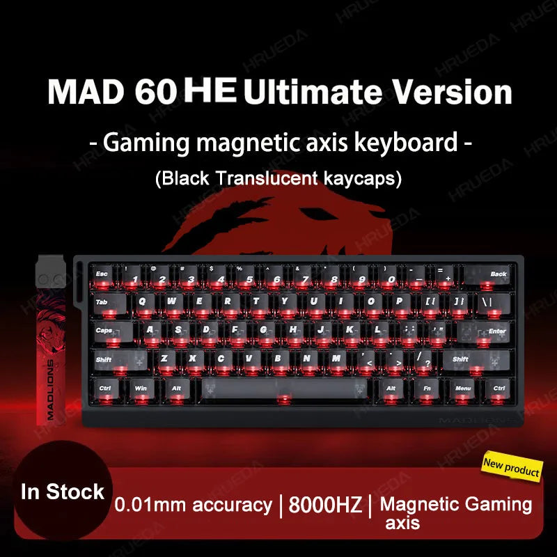 MADLIONS Mad 60he Mad60HE Mad 68HE Tastiera meccanica Interruttore magnetico Wired Hot Swap 8K Velocità di traina Tastiera da gioco personalizzata
