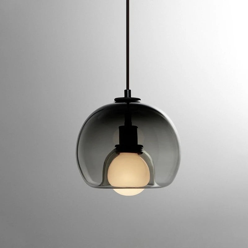 Lampadario A LED In Vetro Sospensione Moderna Grigio Per Soggiorno Pranzo Cucina E Camera Da Letto
