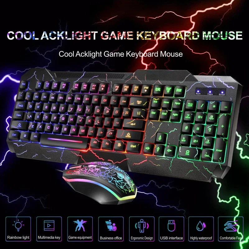 Combo Tastiera Meccanica Da Gaming Cablata Con Led Retroilluminata E Mouse Incluso