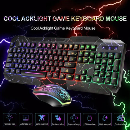 Combo Tastiera Meccanica Da Gaming Cablata Con Led Retroilluminata E Mouse Incluso