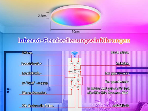 Plafoniera Led Dimmerabile con Controllo Remoto Rgb Bluetooth Tuya per Interni Alexa