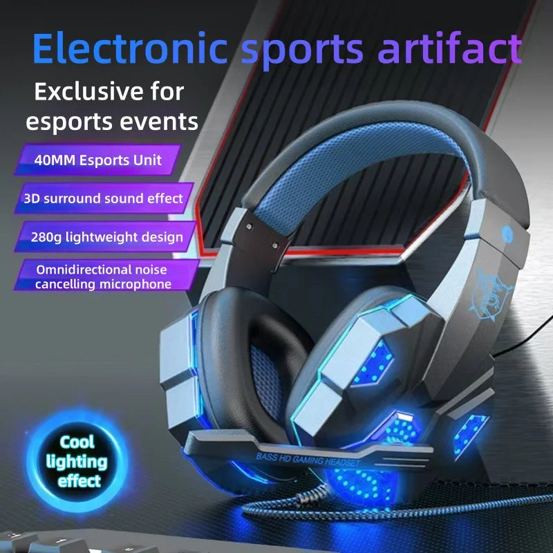 Cuffie da Gaming RGB HOMEFISH SY830MV con Microfono, Cuffie Cablate Over-Ear Leggere per PC, PS5, Xbox, Switch