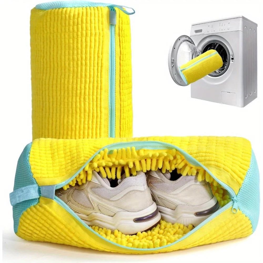 Borsa Gialla Per Lavatrice Resistente Con Cerniera Blu Ideale Per Scarpe Da Ginnastica