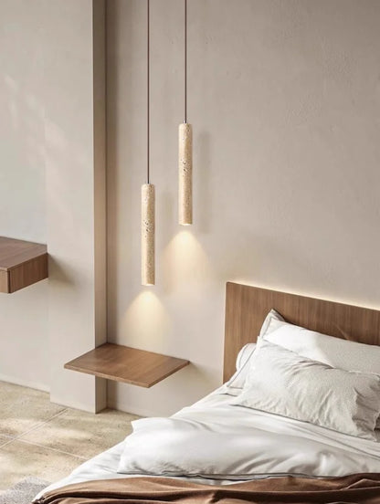 Lampada a Sospensione in Pietra Gialla Stile Giapponese Wabi Sabi per Camera da Letto e Bar
