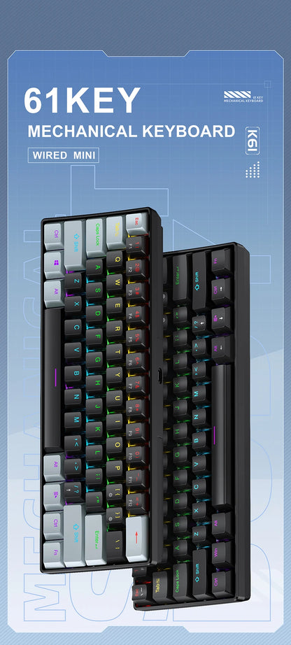 Tastiera Meccanica Portatile A 61 Tasti Cablata Con RGB Phantom Risposta Gaming Design Ergonomico Per Ufficio E Giochi