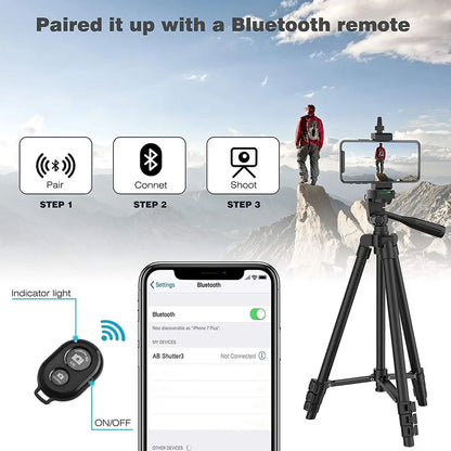 Treppiede Per Smartphone In Alluminio 102 Cm Con Registrazione Video E Supporto Fotografico Universale Bluetooth