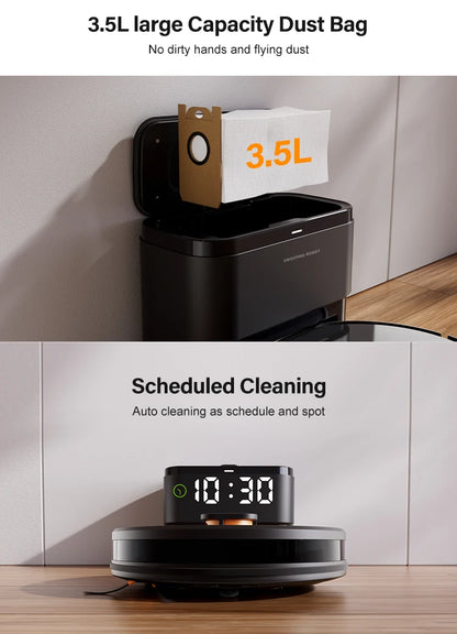 Purerobo LDS Robot Aspirapolvere X7-D Alta Potenza di Aspirazione WiFi 2.4G Svuotamento Automatico Collettore di Polveri Tuya Smart Home App Compatibile