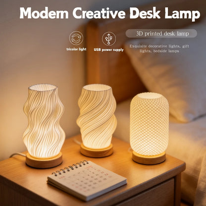 Lampada Da Scrivania Moderna 3D Stampata Con Luce Notturna Dimmerabile USB Per Camera Da Letto e Soggiorno