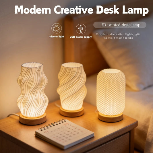Lampada Da Scrivania Moderna 3D Stampata Con Luce Notturna Dimmerabile USB Per Camera Da Letto e Soggiorno