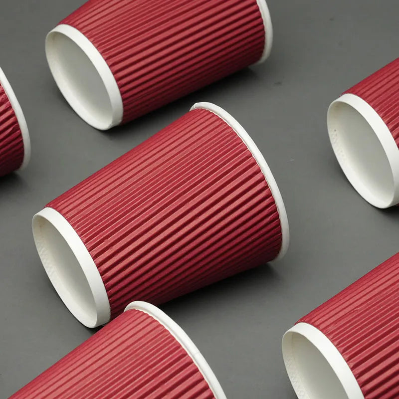 30 Tazze Da Caffè Monouso Da 8 Oz A Doppia Parete In Cartone Ondulato Con Coperchio
