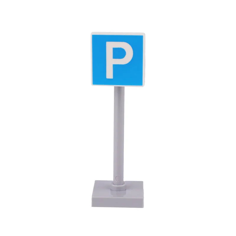 18 set MOC Street Traffic Building Blocks City Road Segnali stradali Blocchi Giocattoli Segnaletica classica Scheda di avvertimento Mattoni Parti di giocattoli