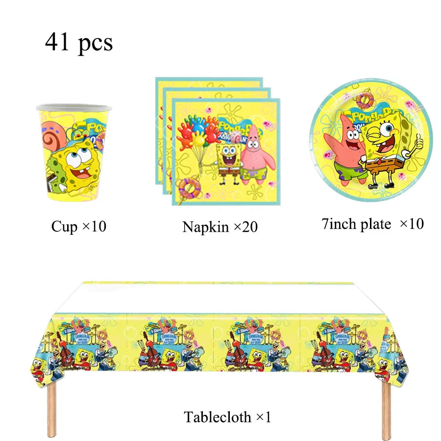 Tema Spongebob Decorazioni Festa Di Compleanno Set Usa E Getta Con Tovaglia Piatti Bicchieri Banner Bomboniere
