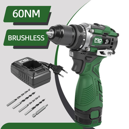 Prostormer Trapano Avvitatore Elettrico Brushless 17V 60 Nm Led Impostazioni 20 e 1 Portatile