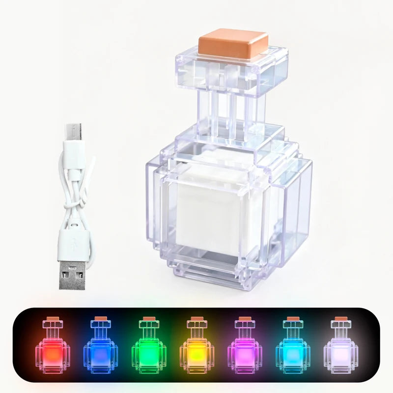 Luce Notturna Ricaricabile a 7 Colori in Design Bottiglia di Medicina Liquida per Camera da Letto