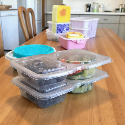 Contenitori Per Snack A Due Scomparti Riutilizzabili Con Coperchi E Forchette A Prova Di Perdite Per Bambini E Adulti