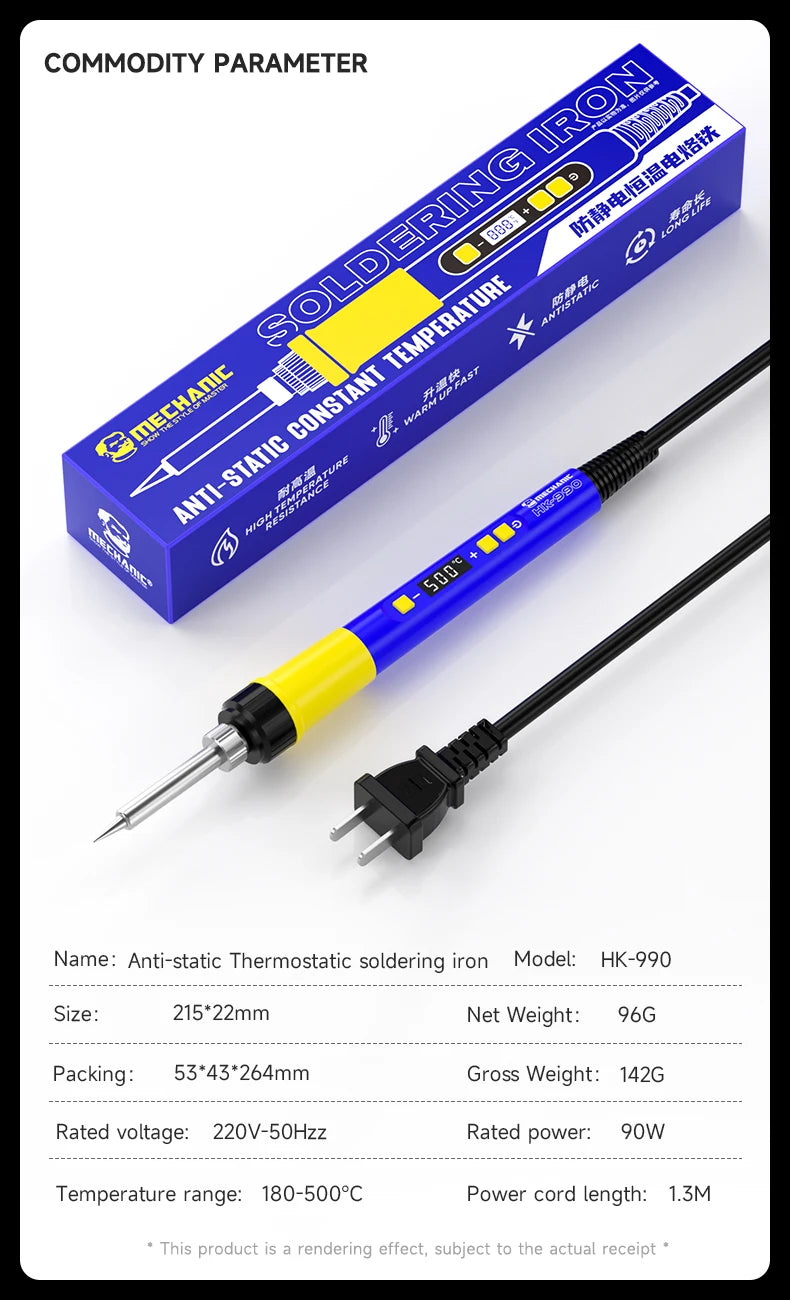 MECCANICO 90W Antistatico Termostatico Saldatore Elettrico Display Digitale Riscaldamento Veloce 180-500 ° C regolabile per la riparazione del telefono