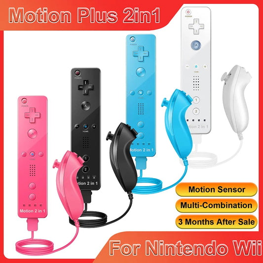 Set controller 2 in 1 per Nintendo Wii Joystick Motion Plus opzionale Gamepad remoto wireless con custodia in silicone Videogioco