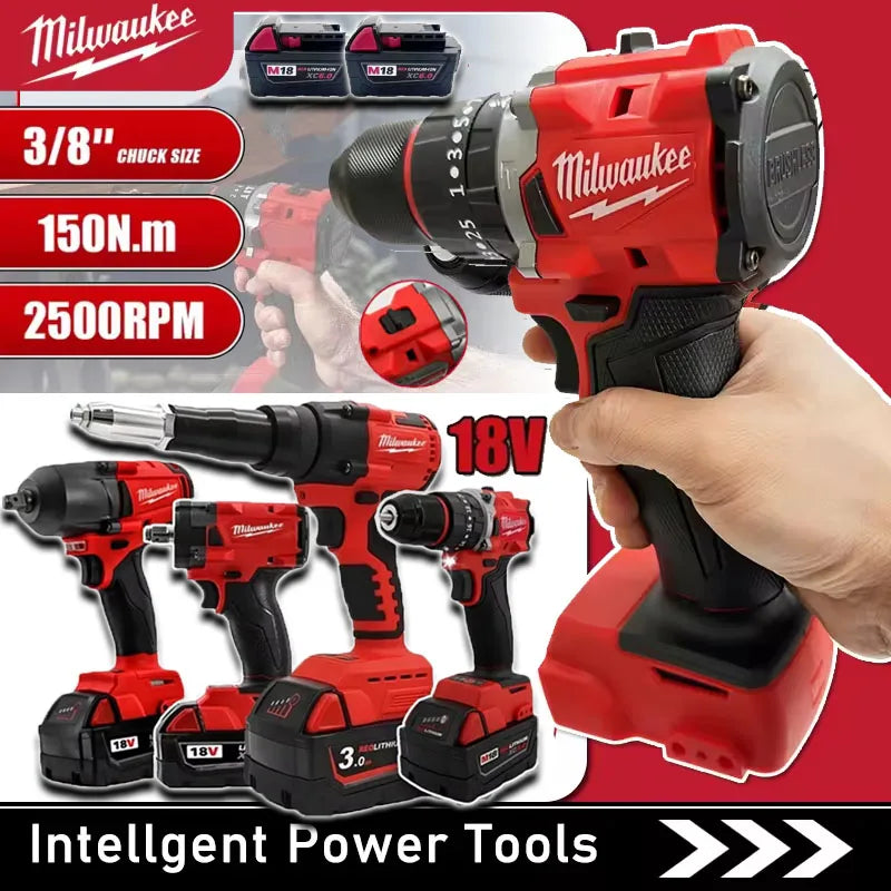 Milwaukee Kit Utensili 18V Trapano Avvitatore Percussione Smerigliatrice Angolare Sega Circolare Brushless