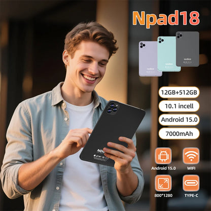 Tablet 10,1 Pollici 4G Con Chiamate RAM 12GB Memoria Interna 512GB Dual SIM Android 14 Batteria 6000mAh