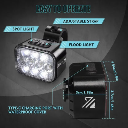 Luci Frontali e Posteriore per Bicicletta Ricaricabili USB Impermeabili LED COB MTB e Bici da Strada