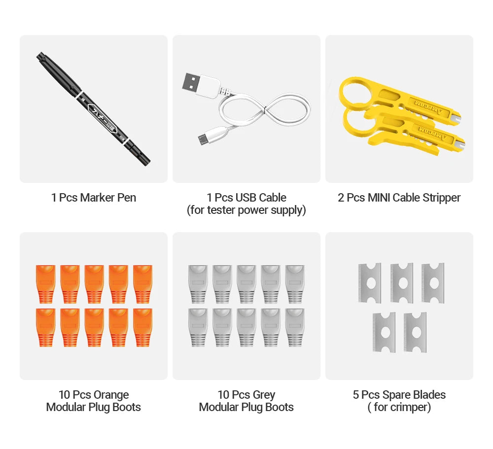 Kit Strumenti Rete 12 In 1 Per Cablaggio Ethernet Crimpatrice RJ45 RJ11 Tester Lan Riparazione Cavi