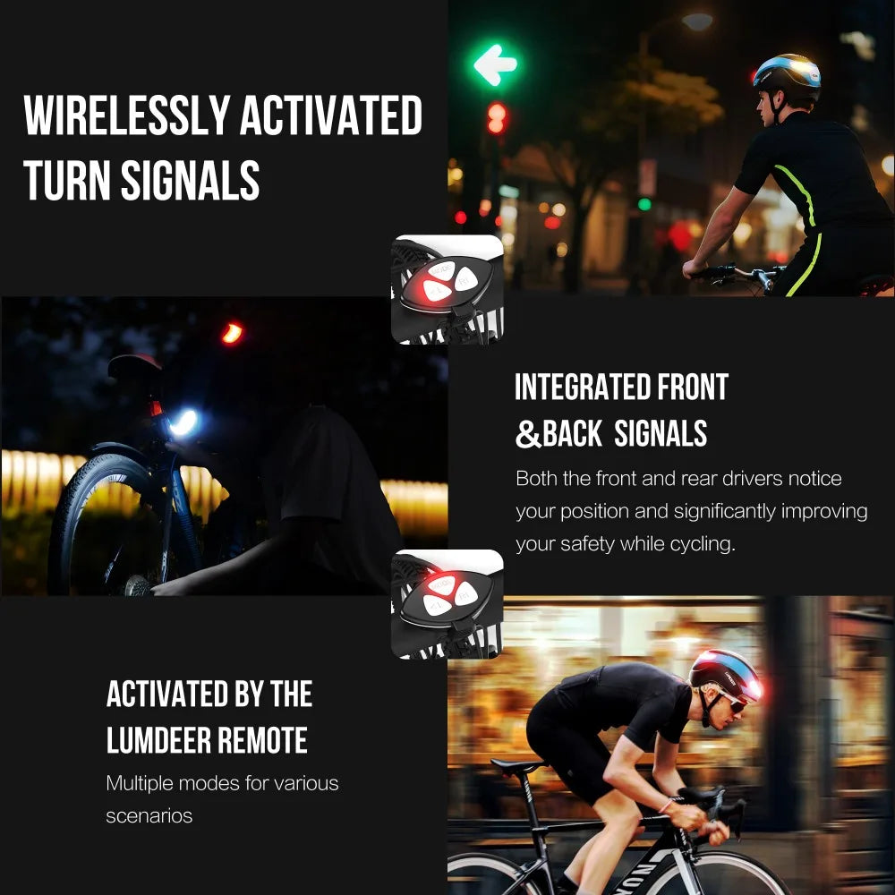 Casco Da Bicicletta Horntour HT-16 Con Luci Led Frontali e Posteriori Segnali Leggero Certificato CE