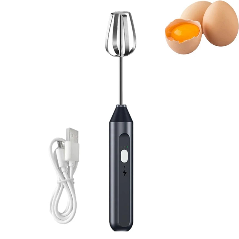 Sbattitore elettrico, frusta per mescolare in acciaio inossidabile, frullatore ad immersione frusta per sbattitore a batteria, montalatte regolabile a 3 velocità durevole