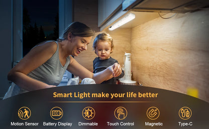 Lampada Da Armadio Con Sensore Di Movimento E Batteria Ricaricabile Barra Luminosa Touch Da 60 Led Per Luce Notturna