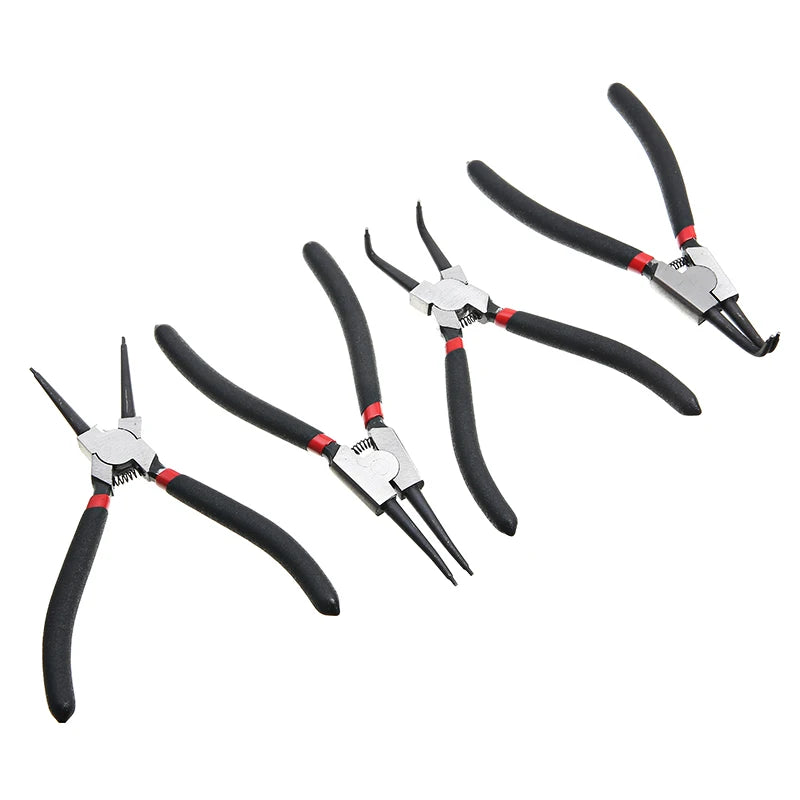 Set 4 Pinze Per Anelli Elastici 7 Pollici Pinze A Becchi Lunghi Interni Esterni Rimozione E Fissaggio