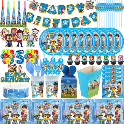 NUOVO Paw Patrol Compleanno Forniture Bomboniere Buon Compleanno Paw Patrol Kit di decorazioni per feste Piatto a palloncino Tazza Borsa regalo Adesivo per bambini