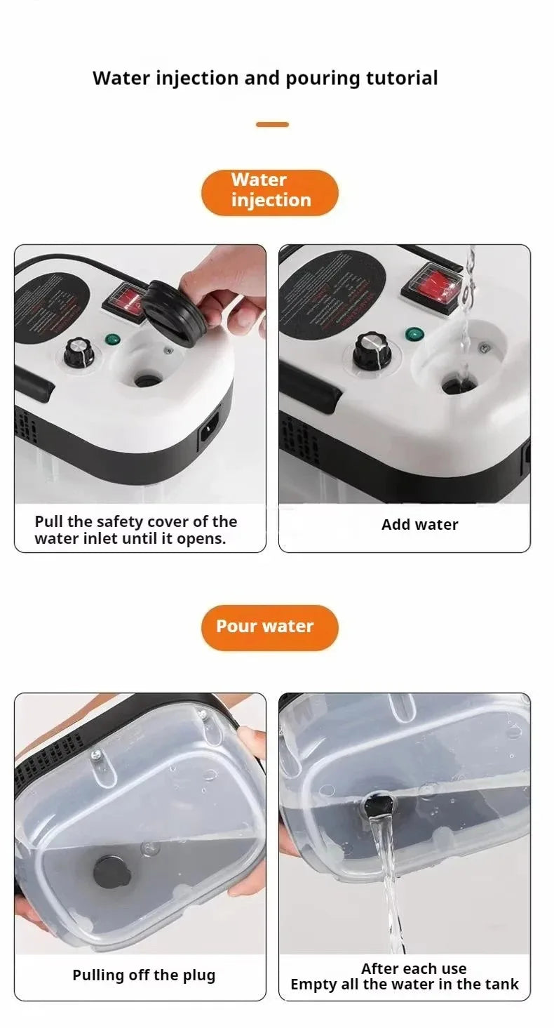 Pulitore a vapore da 1,2 litri Sterilizzazione ad alta temperatura Aria condizionata Cappa da cucina Pulitore a vapore per casa/auto 220 V/110 V Spina UE/USA