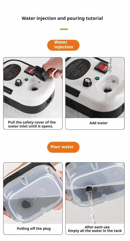 Pulitore a vapore da 1,2 litri Sterilizzazione ad alta temperatura Aria condizionata Cappa da cucina Pulitore a vapore per casa/auto 220 V/110 V Spina UE/USA