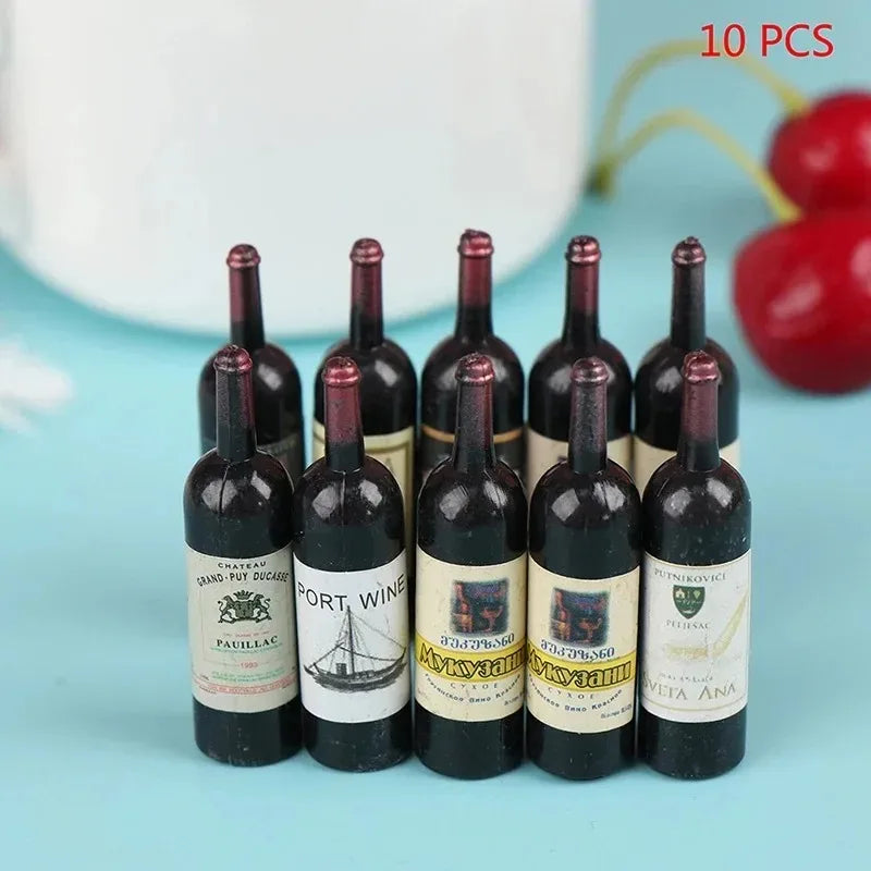 Set 10 Bottiglie di Vino in Miniatura per Casa delle Bambole in Scala 1 12 Accessori Arredo