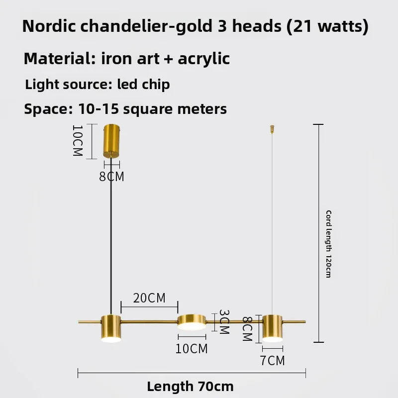 Lampada A Sospensione Postmoderna Tre Teste Per Ristorante In Ferro Nero E Oro Illuminazione Minimal Nordica Di Lusso