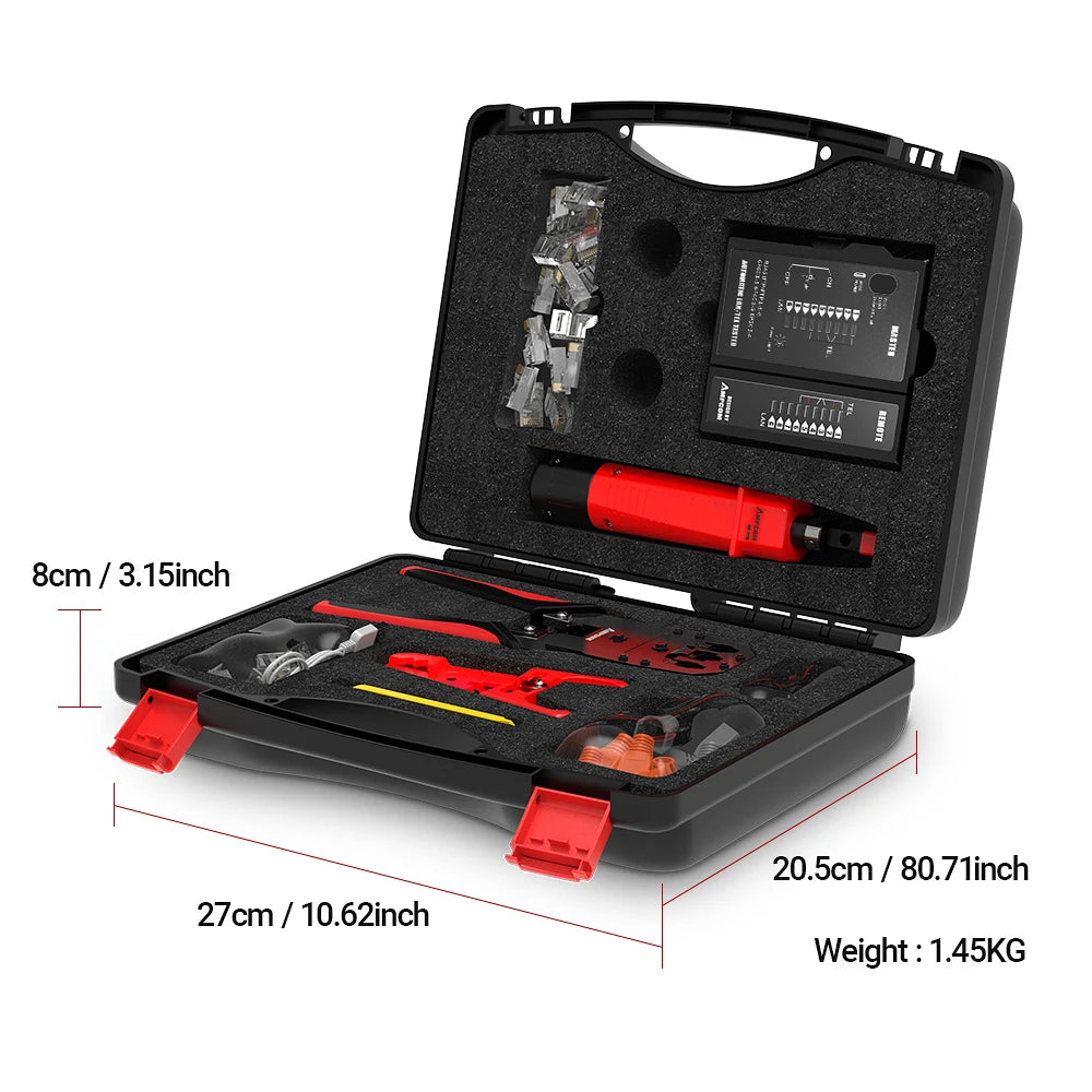 Kit Strumenti Rete 12 In 1 Per Cablaggio Ethernet Crimpatrice RJ45 RJ11 Tester Lan Riparazione Cavi