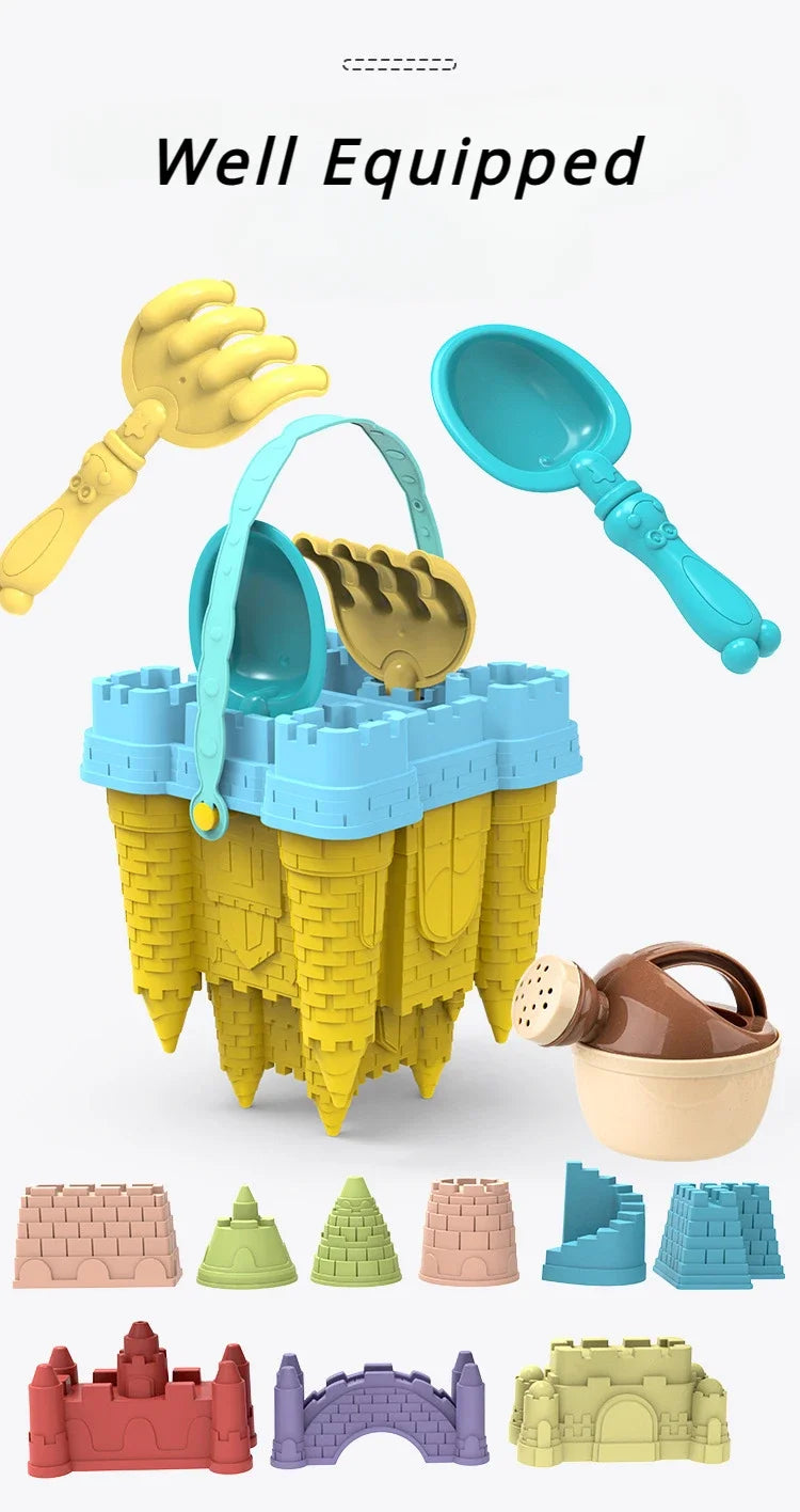 Set Sabbia Castello Per Bambini Con Secchio E Paletta Gioco Spiaggia Estivo Per Giochi All Aperto