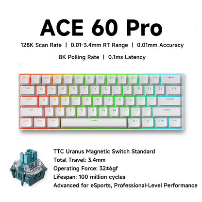 Mchose Ace 68 Tastiera Meccanica Con Interruttore Hall Magnetico Trigger Rapido Programmabile RGB 8K Hz