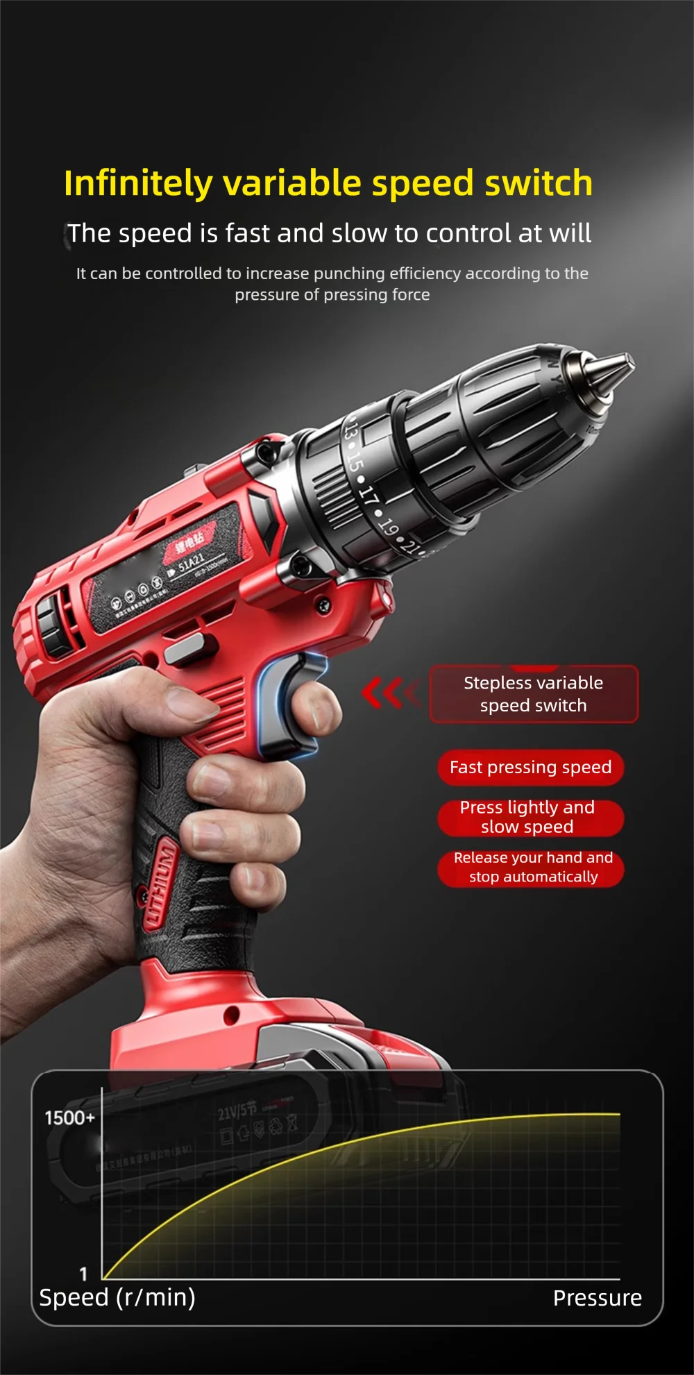 Trapano Elettrico Multifunzionale 21V Batteria Con Impatto Doppio Portatile Per Piccoli Utensili