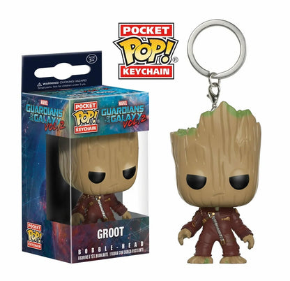 FUNKO pop Guardiani della Galassia 2 Star-Lord Rocket Tree man Portachiavi con scanalatura giocattoli per regalo per bambini con scatola al dettaglio