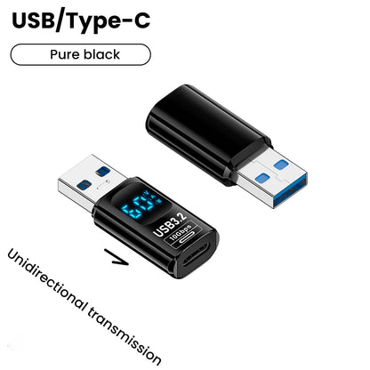 Adattatore USB 3.2 da 10 Gbps con Display Digitale, Convertitore da USB Maschio a USB Femmina, Ricarica Rapida e Trasferimento Dati, Adattatore USB C per PC e Laptop