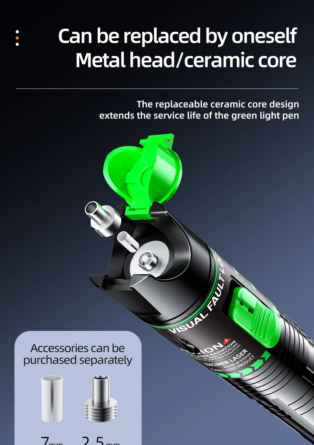 Penna Luce Verde e Rossa In Fibra Ottica Ricaricabile Con Tester 15 mW 30 mW 50 mW 100 mW