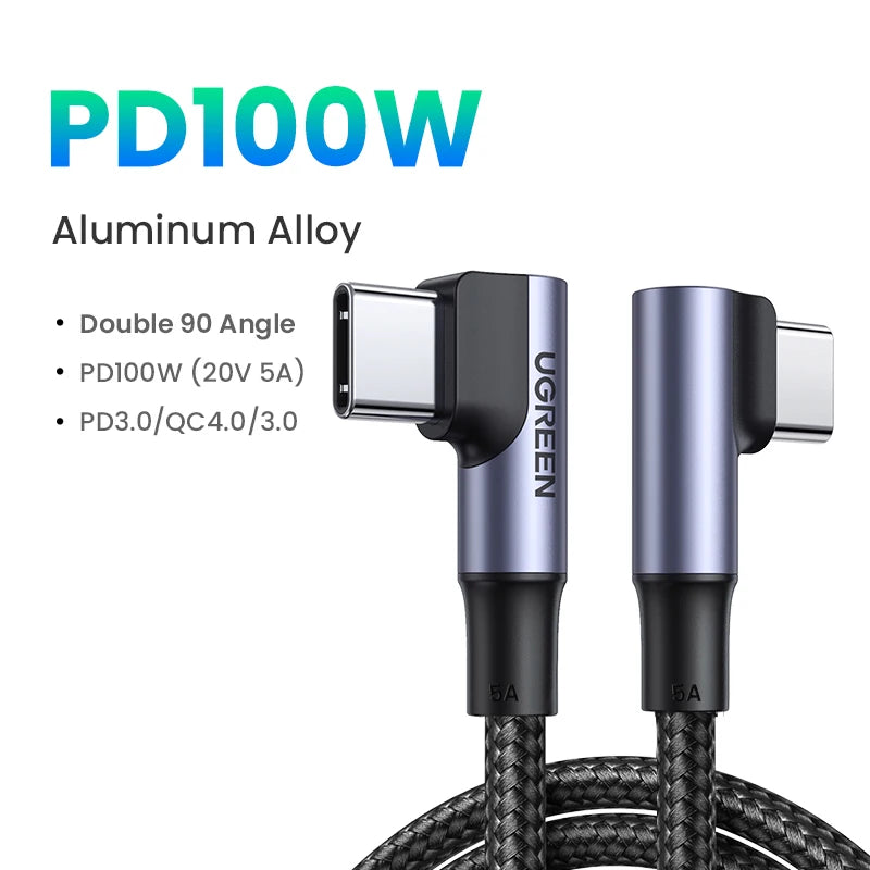 Cavo USB C Angolo Retto 90 Gradi PD 100W Per Ricarica Veloce Compatibile Con Iphone MacBook Samsung Ipad