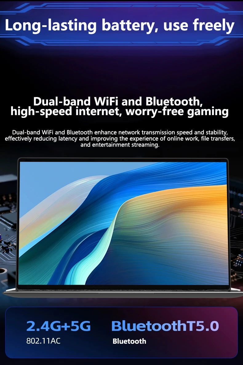 NAIWO 2026 Laptop Ultra Sottile 14.1" Windows 11, 16GB 2TB SSD, Notebook da Gaming Intel 4405U, Display 1920*1080, Computer per Ufficio e Studio