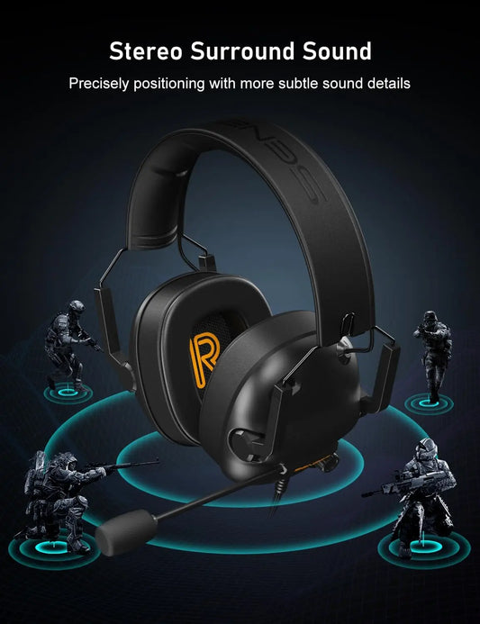 SENZER SG500 Surround Sound Pro Cuffie da gioco con microfono con cancellazione del rumore - Cuffie pieghevoli portatili per PC, PS4, PS5, Xbox