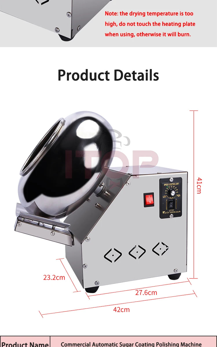 Macchina Di Rivestimento Cioccolato Con Rullo Da 30 Cm Per Caramelle Dolci In Acciaio Inox 535 W 220 V