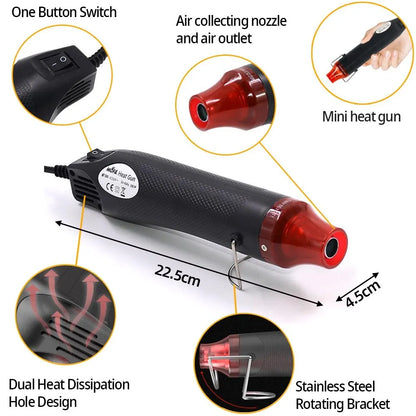 Pistola Ad Aria Calda 300W 220V Per Saldatura E Artigianato Mini Strumento Con Supporto E Funzione Termoretraibile