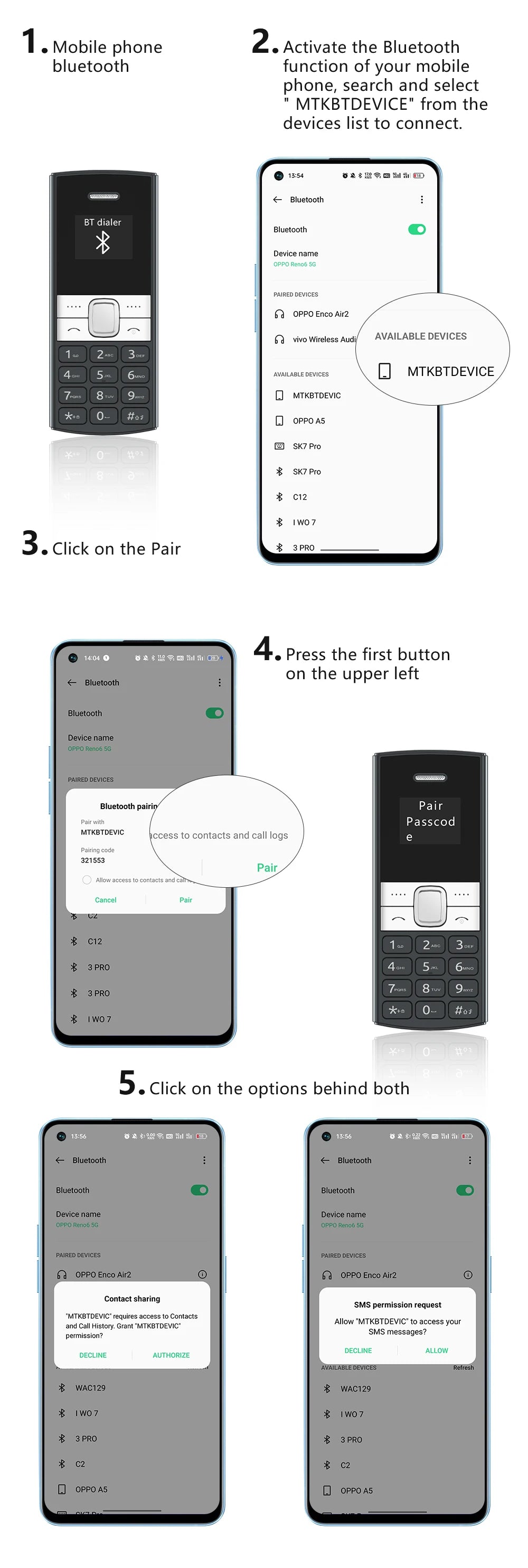 Servo BM150 Telefono Cellulare Mini Due Sim Registrazione Automatica Chiamate Blocco Lista Nera
