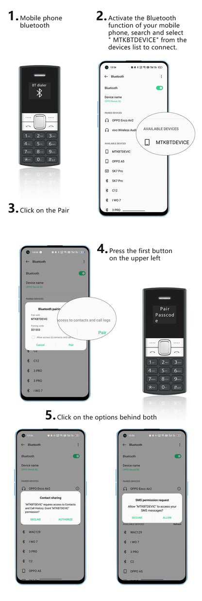 Servo BM150 Telefono Cellulare Mini Due Sim Registrazione Automatica Chiamate Blocco Lista Nera
