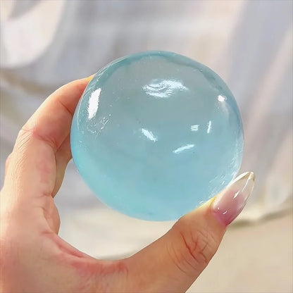 Giocattolo Squishy Blu in Maltosio, Simpatico Giocattolo Antistress Mochi, Morbida Palla Trasparente Blu Simulata, Giocattolo Decompressione a Rapido Rimbalzo